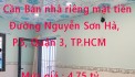 Cần Bán nhà riêng mặt tiền NB Nguyễn Sơn Hà, P5, Quận 3.TP.Hồ Chí Minh