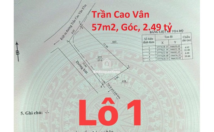 ♪ Đất Góc Kiệt 2.5m cách Trần Cao Vân 80m thông Biển, 57m2, hơn 2 tỷ
