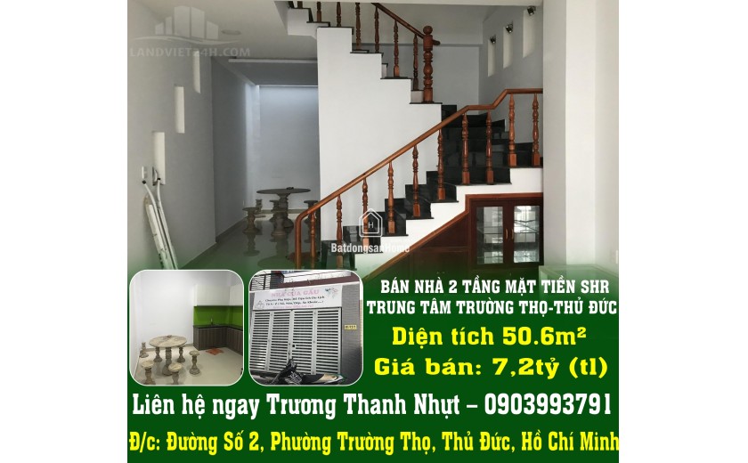 BÁN NHÀ 2 TẦNG MẶT TIỀN SHR TRUNG TÂM TRƯỜNG THỌ-THỦ ĐỨC