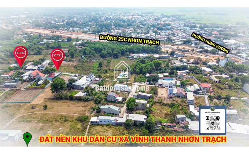 ĐẤT NỀN FULL THỔ NHƠN TRẠCH - KHU DÂN CƯ GẦN ĐƯỜNG 25C GIÁ TỐT