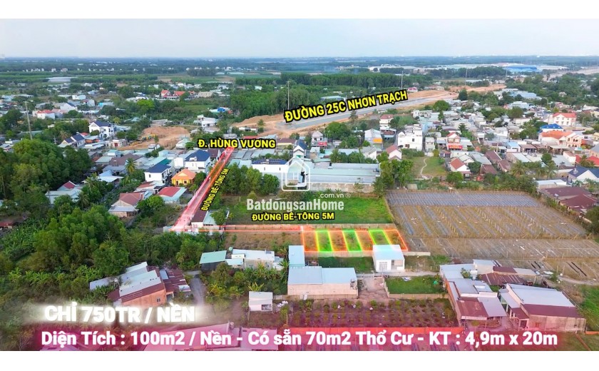 Đất nền thổ cư Nhơn Trạch giá rẻ chỉ từ 750tr/nền - Liền kề đường 25C