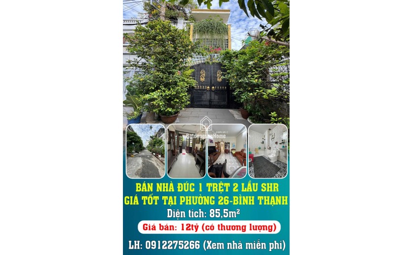 BÁN NHÀ ĐÚC 1 TRỆT 2 LẦU SHR GIÁ TỐT TẠI PHƯỜNG 26-BÌNH THẠNH