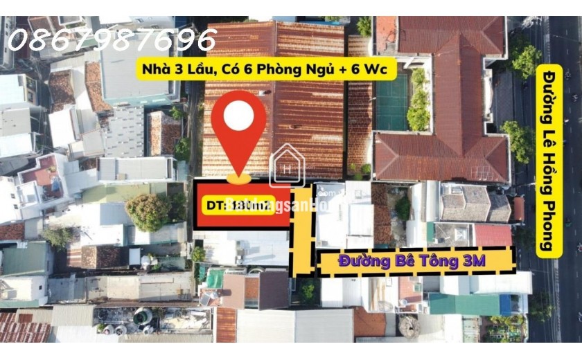 Bán hoặc Cho Thuê Nhà 3 Tầng Hẻm Lê Hồng Phong, Nha Trang - 6 Phòng Ngủ, Giá 28 Triệu/m²