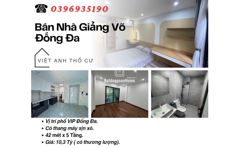 Bán nhà Phố Giảng Võ, Nhà Mới, Ngõ Thoáng,Thang Máy, 42mx5T, Giá: 10.3 Tỷ, Lh: 0396935190.