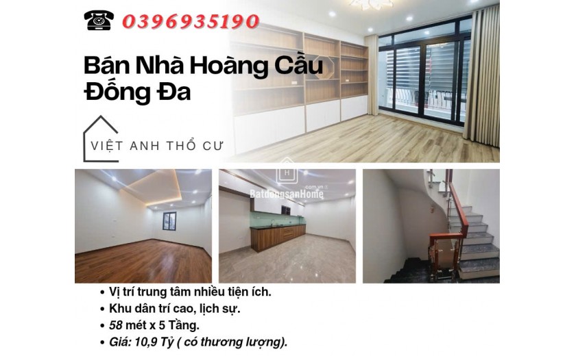 Bán nhà Phố Hoàng Cầu, Xây Hiện Đại, Gần Ô Tô Đỗ, 58mx5T, Giá: 10.9 Tỷ, Lh: 0396935190.