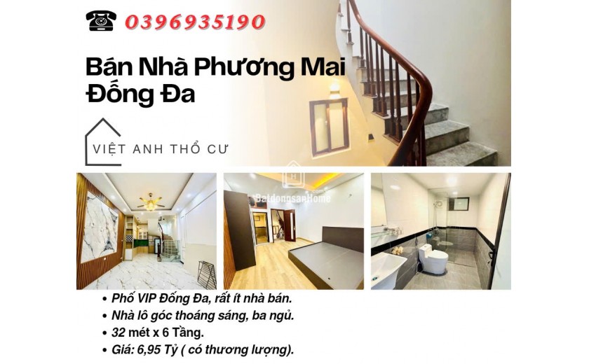 Bán nhà Phố Phương Mai_Hiếm Nhà Bán_Ba Ngủ_Lô Góc__32mx6T_Giá: 6.95 Tỷ_Lh: 0396935190.