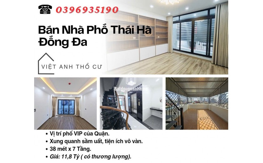 Bán nhà Phố Thái Hà, Nhà Mới Tinh, Ngõ Nông Gần Ô Tô, 38mx7T, Giá: 11.8 Tỷ, Lh: 0396935190.