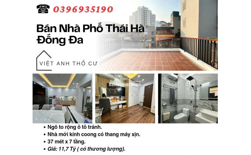 Bán nhà Phố Thái Hà, 7 Tầng Thang Máy, Có Sân Để Xe, 37mx7T, Giá: 11.7 Tỷ, Lh: 0396935190.