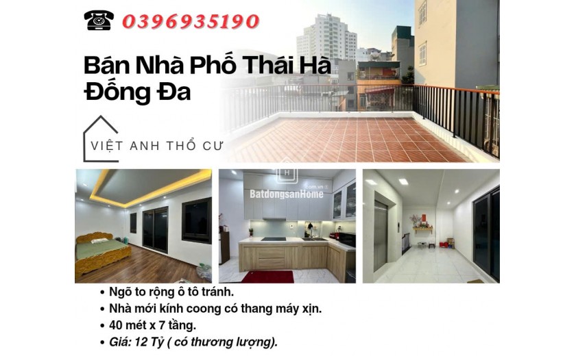 Bán nhà Phố Thái Hà, Nhà Siêu Đẹp, Full Nội Thất, Ở Ngay, 40mx7T, Giá: 12 Tỷ, Lh: 0396935190.