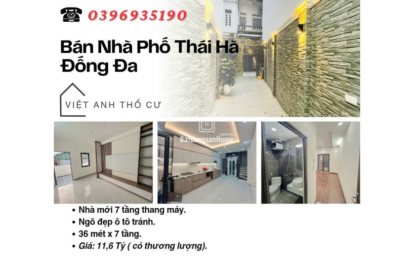 Bán nhà Phố Thái Hà, Mặt Tiền Rộng, Thang Máy Xịn, 36mx7T, Giá: 11.6 Tỷ, Lh: 0396935190.