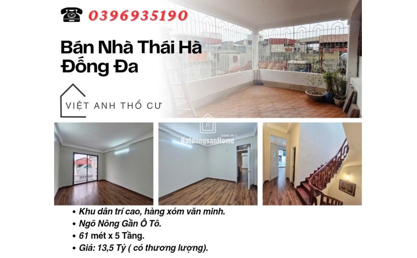 Bán nhà Phố Thái Hà, Gần Mặt Phố, Vừa Ở Vừa Cho Thuê, 61mx5T, Giá: 13.5 Tỷ, Lh: 0396935190.