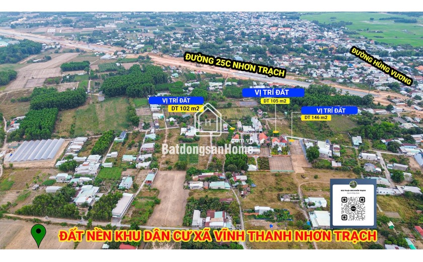 ĐẤT NỀN FULL THỔ NHƠN TRẠCH - KHU DÂN CƯ GẦN ĐƯỜNG 25C GIÁ TỐT