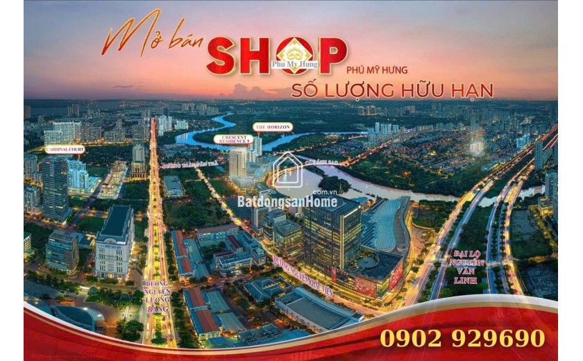 Chủ Đầu Tư Phú Mỹ Hưng mở bán shophouse Khu Hồ Bán Nguyệt Phú Mỹ Hưng, căn góc đẹp, thoáng