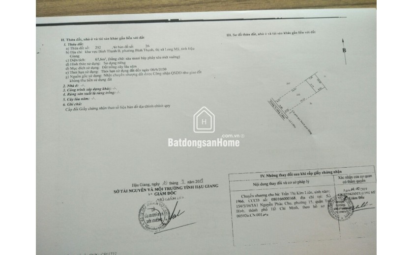 Cần bán đất nền vị trí đẹp tại thị xã Long Mỹ (có 220m2 thổ cư), giá 2,8 tỷ