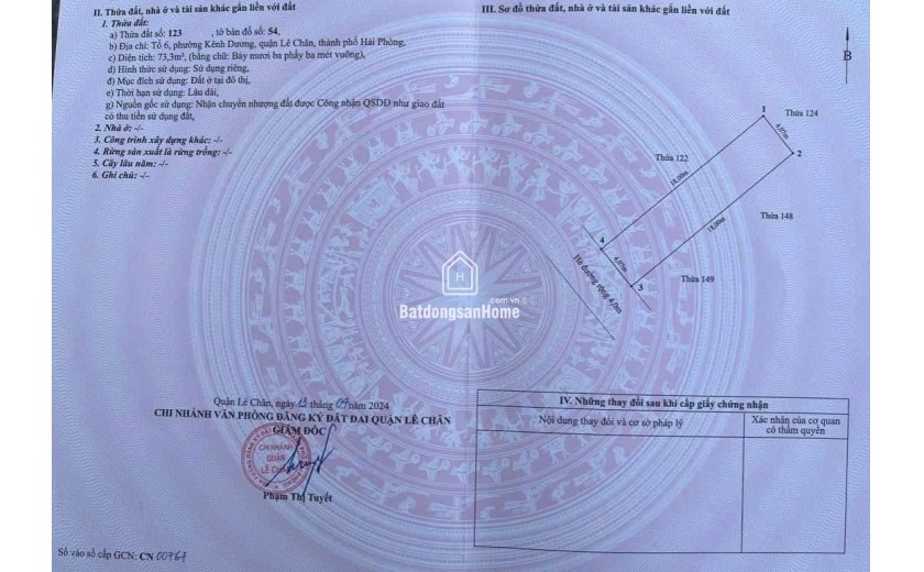 Đất 73m phân lô 788 Thiên Lôi, đường 19m, vỉa hè 4m, Giá 5.1 tỉ gần Chung Cư Hoàng Huy
