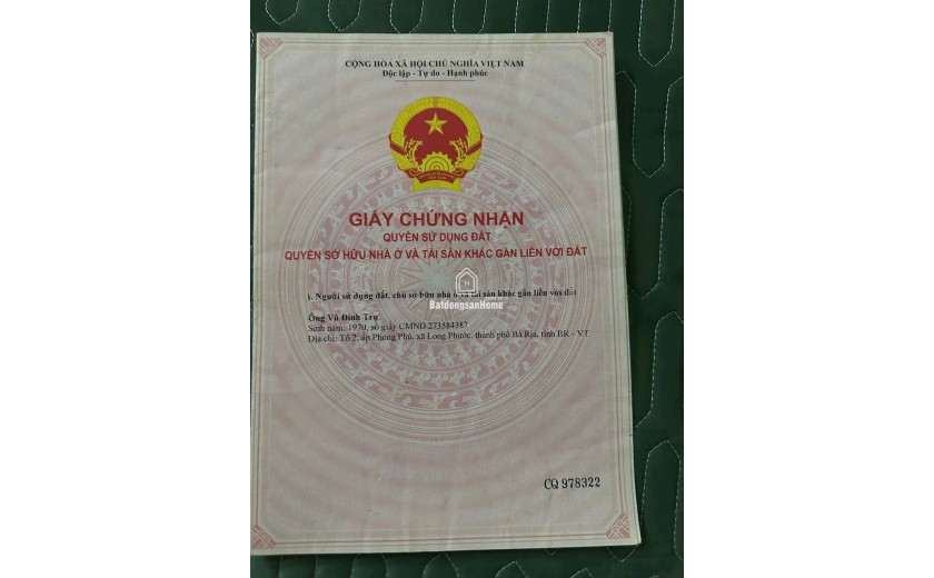ĐẤT CHÍNH CHỦ - GIÁ TỐT - Mặt Tiền Hương Lộ 2, Xã Long Phước, TP Bà Rịa, Bà Rịa - Vũng Tàu
