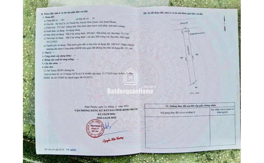 ĐẤT ĐẸP - GIÁ TỐT - CHÍNH CHỦ Cần Bán Nhanh Đất lô tại Xã Thanh An, Huyện Hớn Quản, Bình Phước