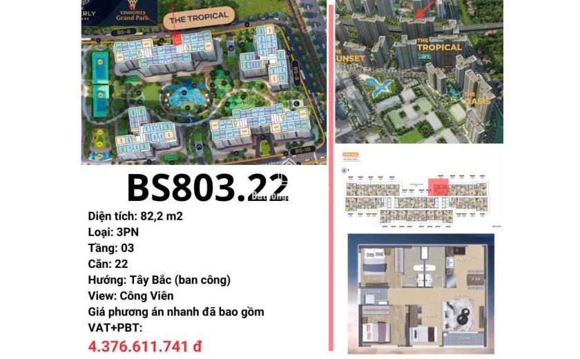 Căn Hộ 3PN Tại Vinhomes Grand Park giá tốt