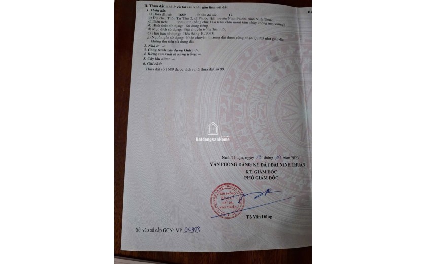 Bán lô đất đường 3m – 1 sẹc đường liên xã – Thôn Từ Tâm 2, Phước Hải, Ninh Phước
