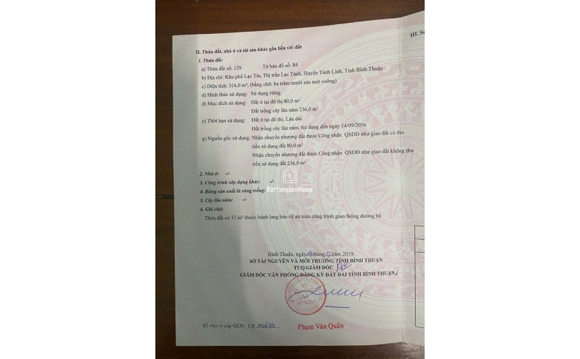 Chính Chủ Bán Lỗ ĐẤT khu phố Lạc Tín, Thị Trấn Lạc Tánh, huyện Tánh Linh, tỉnh Bình Thuận