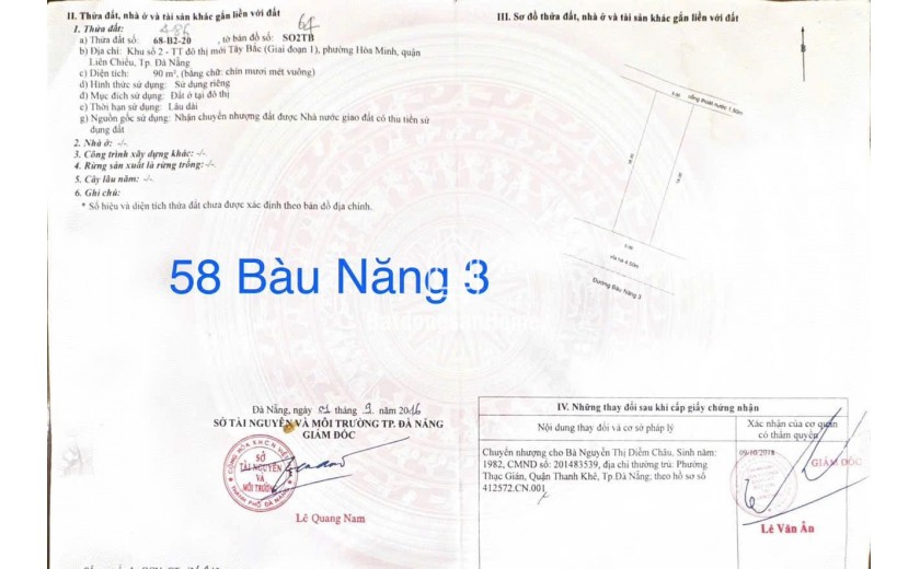 Bán đất MT đường Bàu Năng 3, Đường 7.5m, Q. Thanh Khê, TP Đà Nẵng