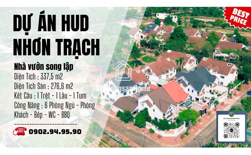 Bán Căn Biệt Thự Vườn Dành Cho Chuyên Gia tại Hud Nhơn Trạch Đồng Nai