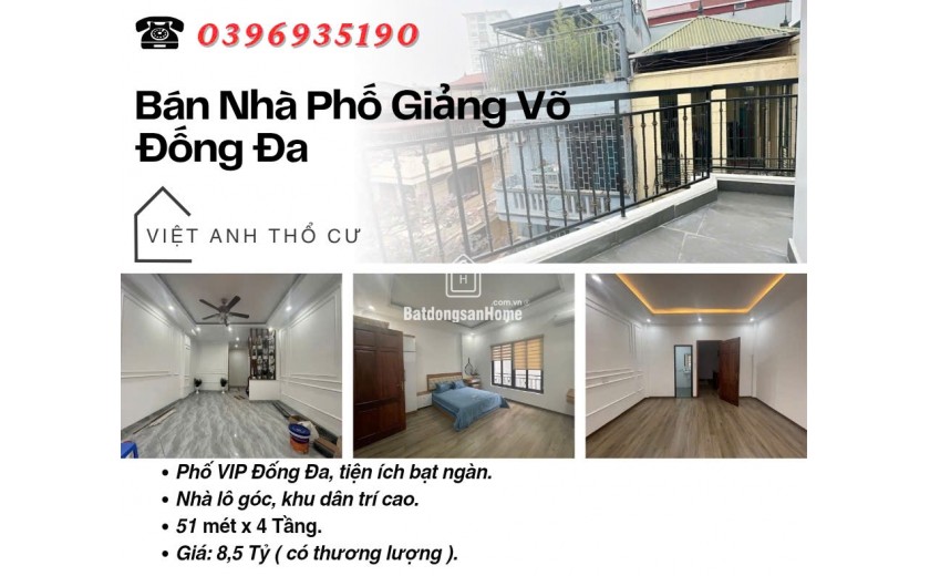 Bán nhà phố Giảng Võ_Khu Dân Trí Cao_Nhà Lô Góc_51mx4T_Giá: 8.5 Tỷ, Lh: 0396935190.