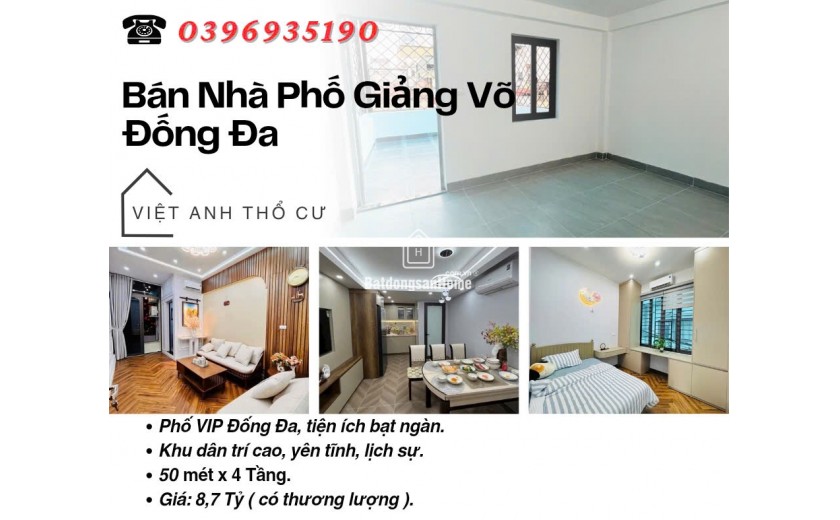 Bán nhà Giảng Võ Đống Đa_Nhà Đẹp Ba Thoáng_Sân Để Xe Riêng_50mx4T_Giá: 8.7 Tỷ_Lh: 0396935190.