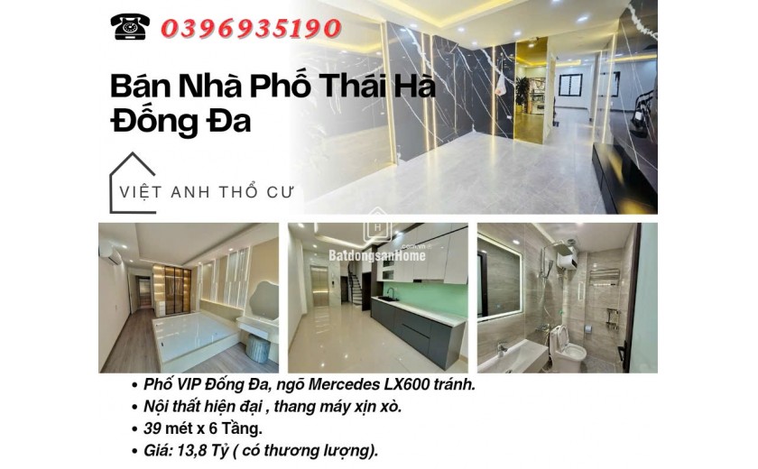 Bán nhà Phố Thái Hà_Nhà Mới Tinh_Thang Máy Xịn_Ngõ Ô Tô Tránh_Giá: 13.8 Tỷ_Lh: 0396935190.