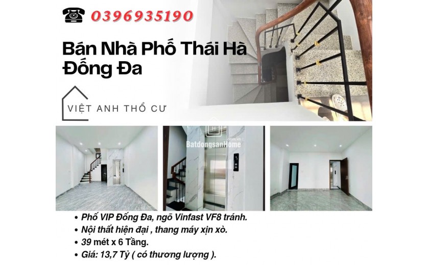 Bán nhà Phố Thái Hà_Siêu Phẩm Lô Góc_Vinfast Đỗ Cửa_39mx6T_Giá: 13.7 Tỷ_Lh: 0396935190.