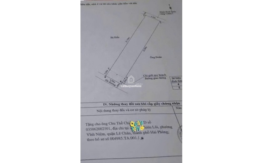 Bán nhà 2 tầng mặt đường Thiên Lôi, 105m, ngang 4,4, Giá 10.5 tỉ