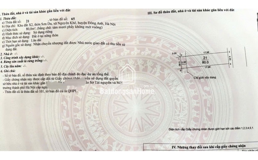 ĐÁT ĐẤU GIÁ X2 SƠN DU , NGUYÊN KHÊ , ĐÔNG ANH , HÀ NỘI
GIÁ 7xTR/M