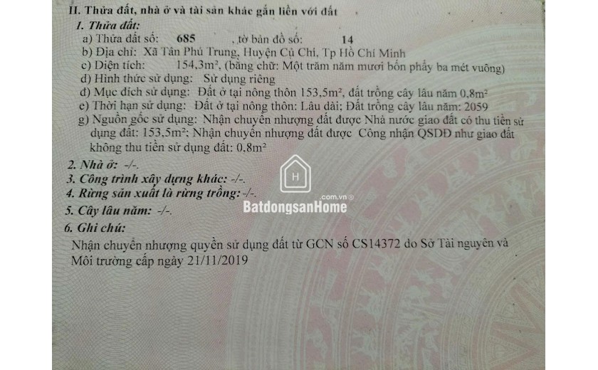 ĐẤT ĐẸP - GIÁ TỐT Chính Chủ Cần Bán Nhanh Đất Xã Tân Phú Trung, Huyện Củ Chi, HCM