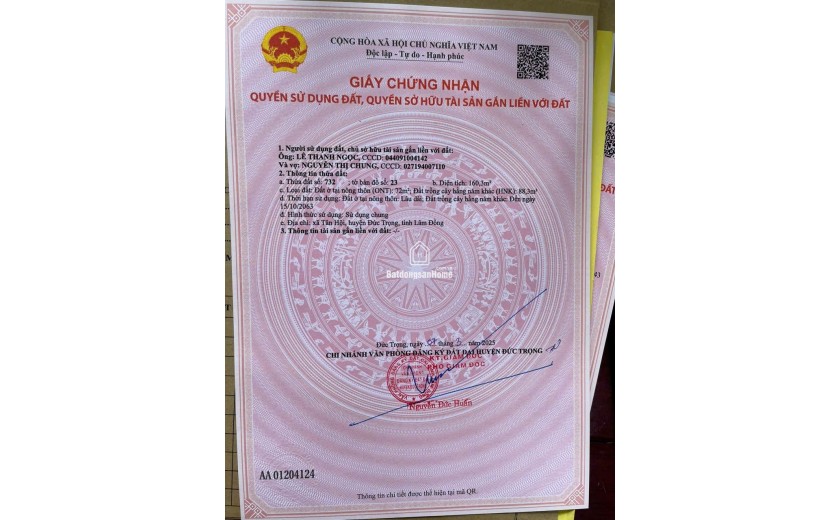 CẦN BÁN LÔ ĐẤT TẠI Tân Phú - Tân Hội - Đức Trọng, Lâm Đồng