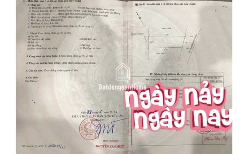 Bán nhà mặt đường ngã 4 Trại Lẻ - Nguyễn Tât Tố, 49m 1.5 tầng, Giá 6.3 tỉ, siêu hiếm