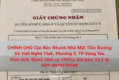 CHÍNH CHỦ Cần Bán Nhanh Nhà Mặt Tiền Đường Xô Viết Nghệ Tĩnh, Phường 2, TP Vũng Tàu