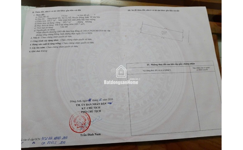 Bán đất Kính Nỗ Uy Nỗ - 105m2 - Đường thông ô tô 7 chỗ