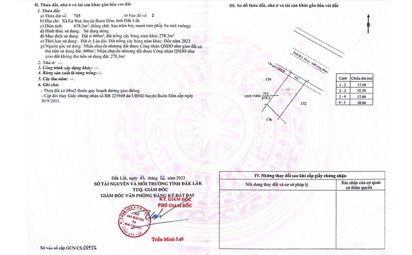 Đất 400 m2 thổ cư, 17m Mặt tiền Tỉnh lộ 1 - Huyện Buôn Đôn - Đăk Lăk, giá chỉ 170 tr/m