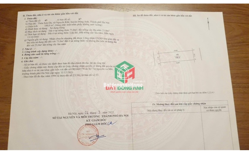 Bán đất bìa làng Nguyên Khê - 100m Sơn Du - Nhìn ra đường Nhật Tân - Nội Bài