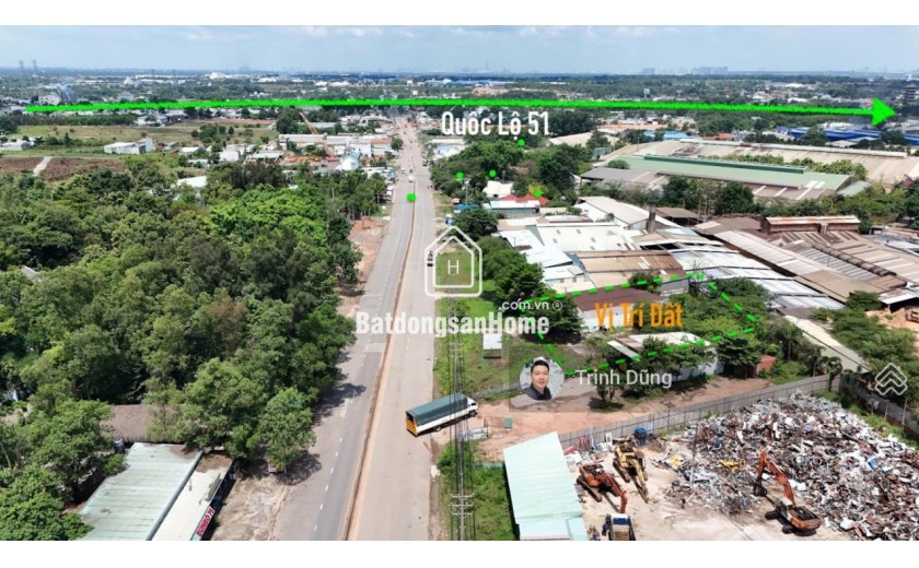 Siêu rẻ! Bán đất 1.042m² mặt tiền Quốc lộ 51, An Phước – Giá chỉ 14 triệu/m²