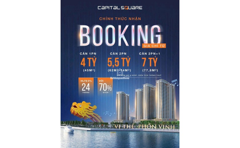 NHẬN BOOKING CAPITAL SQUARE - VỊ TRÍ SÔN HÀN TP ĐÀ NẴNG