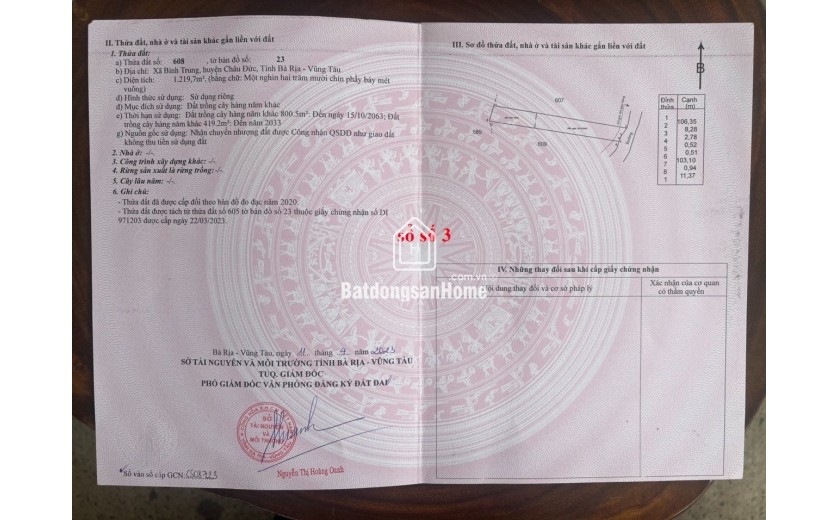 CHÍNH CHỦ BÁN ĐẤT VƯỜN XÃ BÌNH TRUNG, CHÂU ĐỨC BRVT