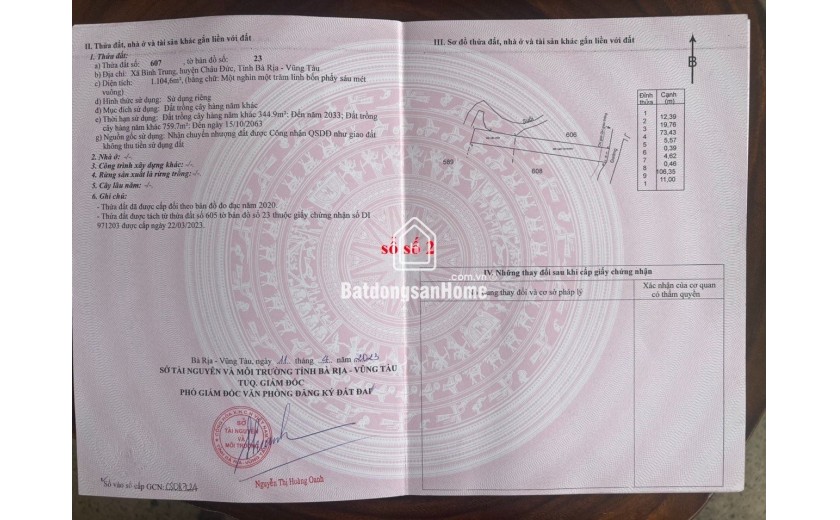 CHÍNH CHỦ BÁN ĐẤT VƯỜN XÃ BÌNH TRUNG, CHÂU ĐỨC BRVT