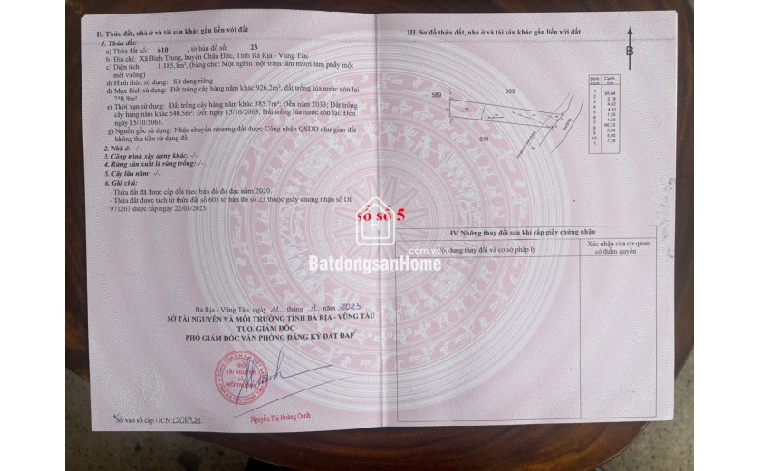 CHÍNH CHỦ BÁN ĐẤT VƯỜN XÃ BÌNH TRUNG, CHÂU ĐỨC BRVT