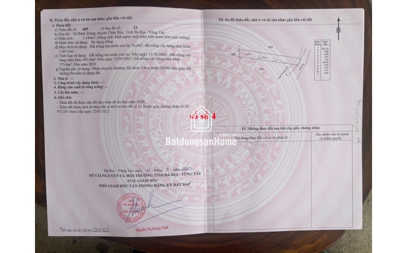 CHÍNH CHỦ BÁN ĐẤT VƯỜN XÃ BÌNH TRUNG, CHÂU ĐỨC BRVT