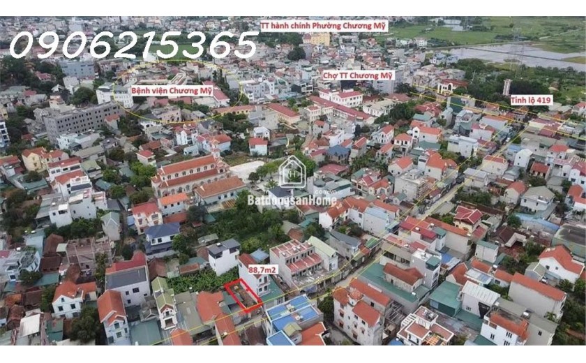 Tôi cần bán lô đất 89m2, Full thổ cư, tại Chúc Lý, Phường Chương Mỹ, TP Hà Nội, ô tô tránh, kinh doanh sầm uất