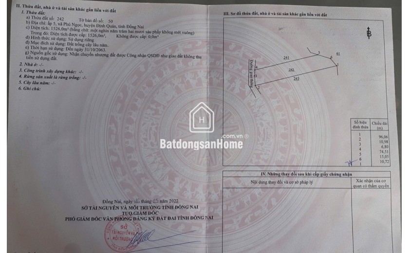 2 sào 6 cần bán đất phú ngọc định quán