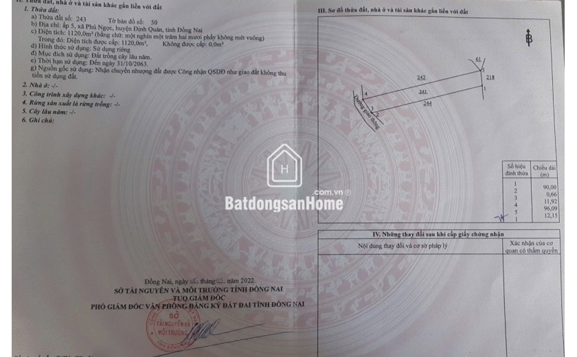 2 sào 6 cần bán đất phú ngọc định quán