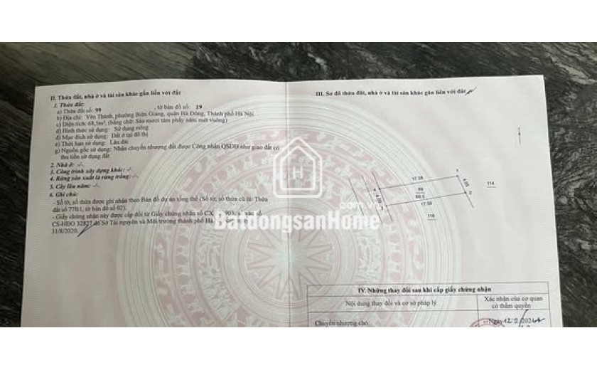 68,5m yên thành,biên giang-hà đông,hà nội