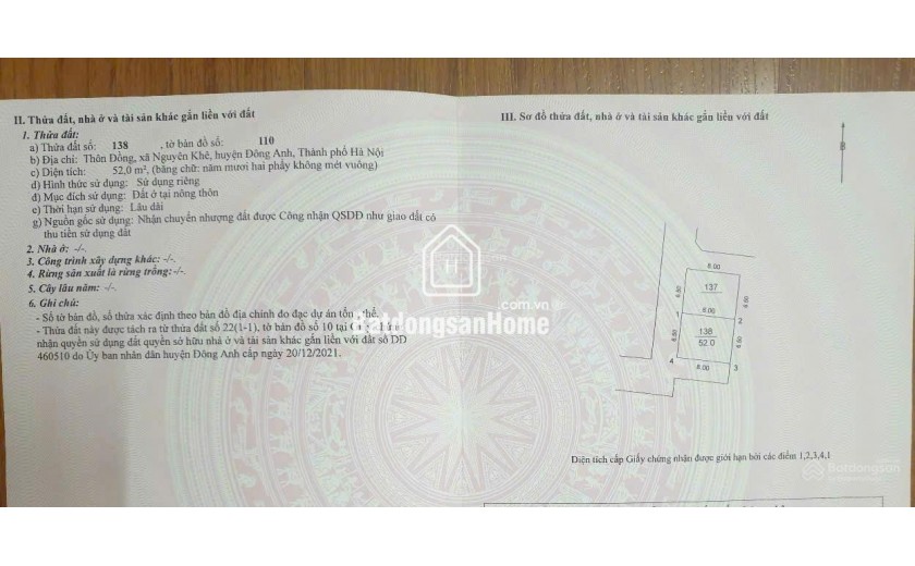 Bán 52m2 đất thôn Đồng, Phúc Thịnh sát Võ Nguyên Giáp đường 4m